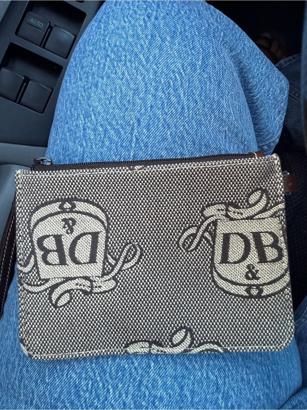 Dooney & Bourke Brown & Cream Signature Canvas Wristlet